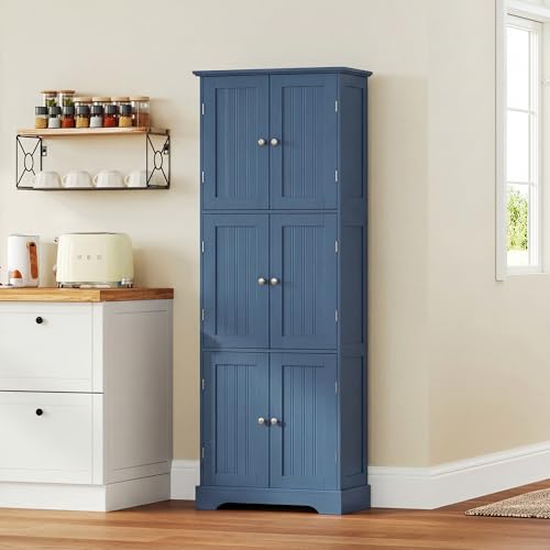 63.2" Tall Bathroom Storage Cabinet with 6 Doors