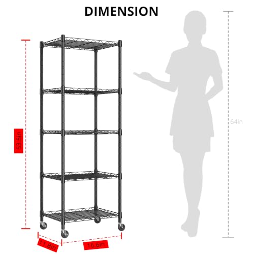 5 Wire Shelving Metal Storage Rack Adjustable Shelves