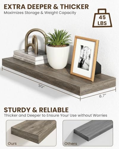 30" Floating Shelves for Wall (2 Count)