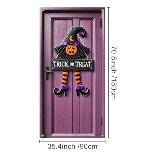 Halloween Door Cover Trick Treat Striped 35x71 Inch Polyester
