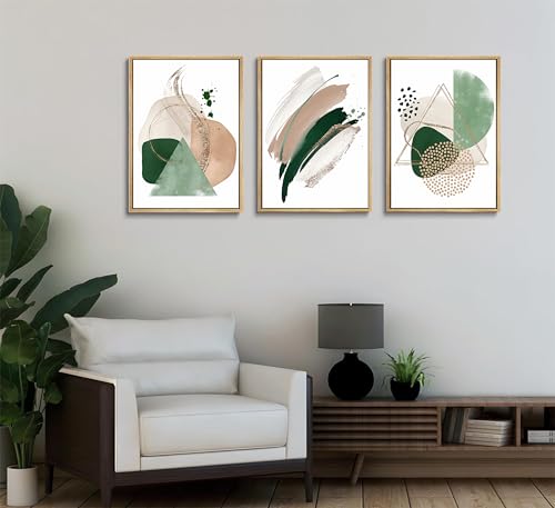3Pcs Sage Green Minimalist Geometric Abstract Posters Wall Art (3 Count)
