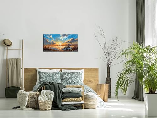 Canvas Prints Wall Art Sunset Ocean Beach Pictures Photo nature landscape Paintings for Living Room Bedroom Home Decorations Modern Stretched and Framed Seascape Waves Landscape Artwork