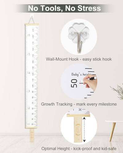 6.5FT Growth Chart for Kids with Wooden Keepsake Box