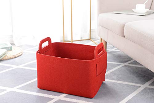 Storage Basket Felt Storage Bin Collapsible& Convenient Box Organizer with Carry Handles for Office Bedroom Closet Babies Nursery Toys Laundry