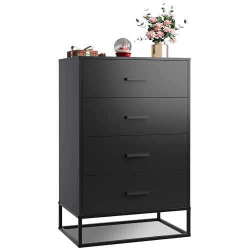 Black Dresser for Bedroom with 4 Drawers