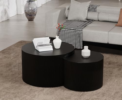 Round Nesting Coffee Table for Small Spaces