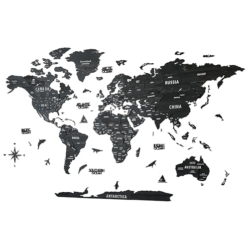 Multilayer 3D Wooden World Map