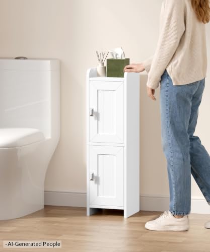 Small Bathroom Cabinet Narrow Toilet Paper Organizer White