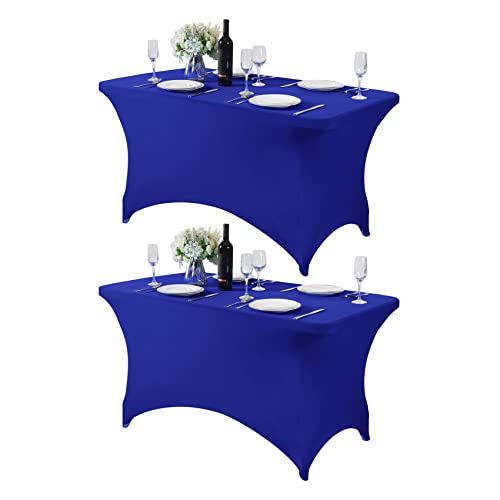 2Pack Spandex Table Cover for 4FT or 6ft or 9ft Table Universal Fitted Stretch Tablecloth for Party (2 Count)