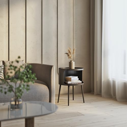 ZHBHHYZ Modern Round Side Table with Open Storage