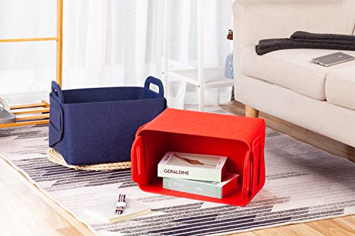 Storage Basket Felt Storage Bin Collapsible& Convenient Box Organizer with Carry Handles for Office Bedroom Closet Babies Nursery Toys Laundry