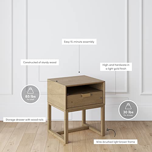 Harper Modern Nightstand Side Accent or End Table with Storage Drawer (2 Count)