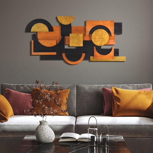 Amber Embraces II" Handmade Dimensional Solid Paulownia Wood Abstracts Wall Art (5 Count)