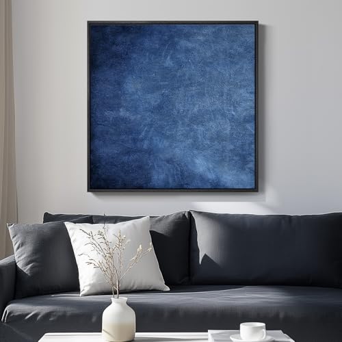 Large Framed Modern Navy Blue Abstract Wall Art for Living Room