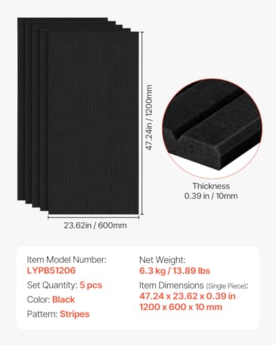 5 Pack Acoustic Panels with Self Adhesive