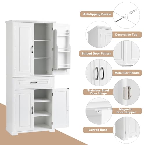 72.2" Tall Storage Cabinet with 4 Doors and Drawer