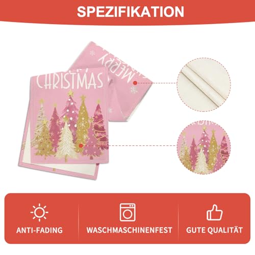 Pink Xmas Trees Table Runner Home Party Decor 13x120 Inch