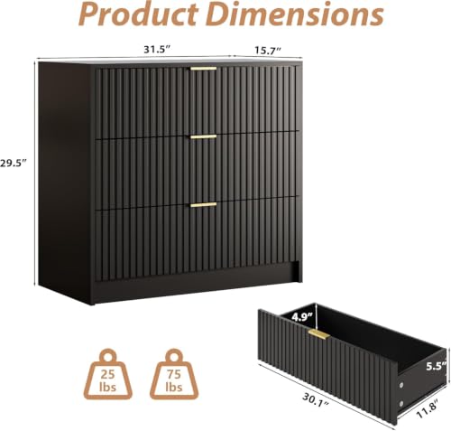 3 Drawer Nightstand Set of 2
