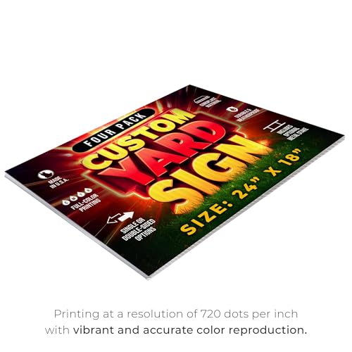 4 Pack 24"x18" Custom Yard Signs with Stakes (4 Count)