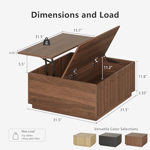 31.5" Lift Top Coffee Table with Storage