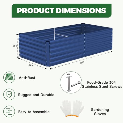 6x3x2ft Outdoor Metal Raised Garden Bed (2 Count)