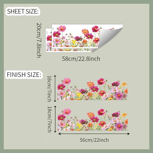 2 Sets 3D Daisy Window Clings Boho Garden Flower Double Sided Wildflower Floral Daisy Window Decals Anti
