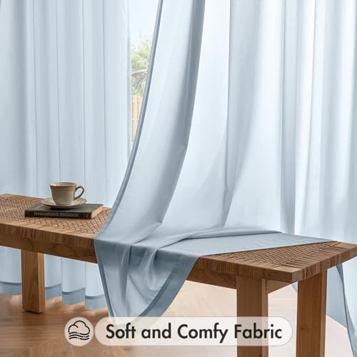 Light Blue Privacy Sheer Curtains 2 Panels 42W x 63L (2 Count)