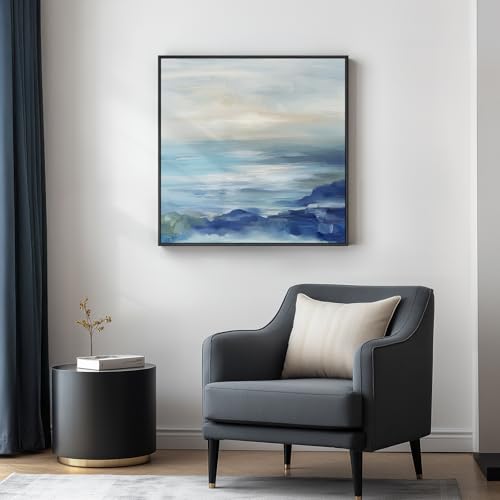 Large Framed Blue Abstract Wall Art Decor
