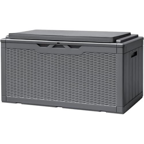 100 Gallon Deck Box Waterproof Outdoor Storage Box with Cushion