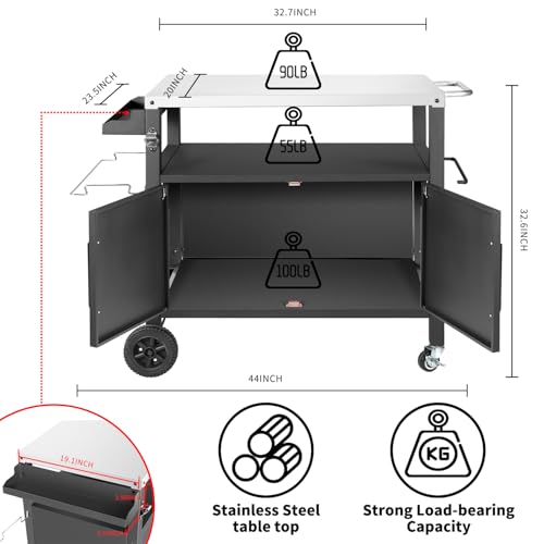 Dining Cart Table with Big Storage Cabinet