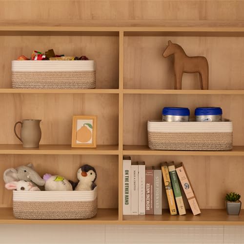 Large Shallow Organizing Baskets 15x11x5.1 Inches (3 Count)