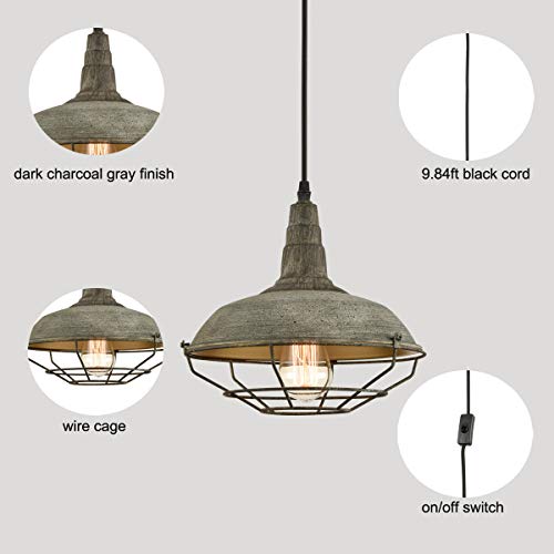 Farmhouse Plug in Pendant Light with 16 Feet Hanging Cord Hanging Lighting Fixture