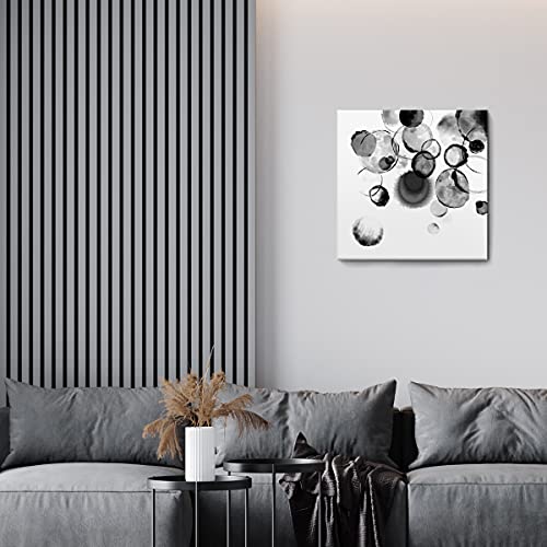 Bedroom Decor Wall Art Black and White Bubbles Prints Pictures Framed Canvas Artwork Wall Art for Bathroom Kitchen Office Modern Ink and Wash Painting Decorations Size 20x20 inches Ready to Hang