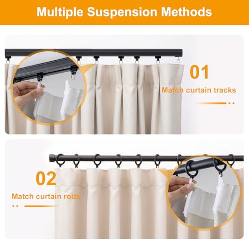Room Divider Curtains Blackout Floor to Ceiling Curtain with Hook Wall Mount Sliding Door Curtains Ceiling Mount Extra Wide Curtain Wall Divider for Room Separation