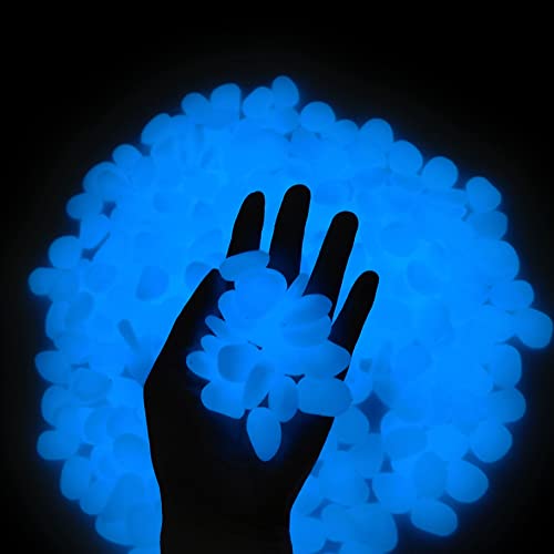 Glow Pebbles 480 pcs Blue Glowing Rocks for Outdoor Decor (480 Count)