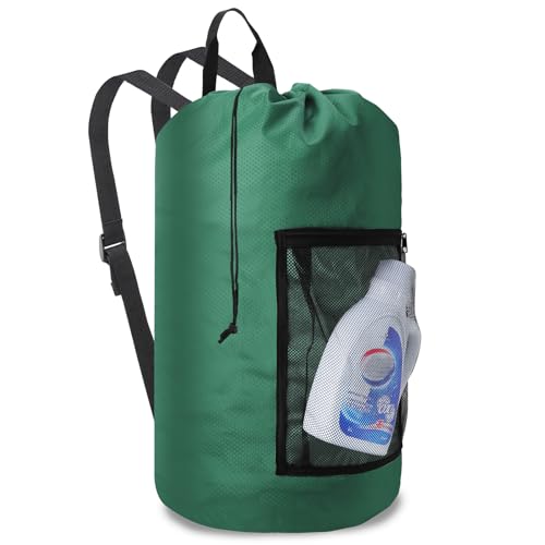 Laundry Bag Backpack Durable Laundry Bag with Shoulder Straps and Mesh Pockets Portable Laundry Hamper Dirty Clothes Bag for College