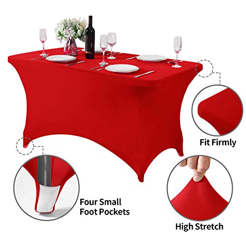 Spandex Table Cover for 4FT or 6ft or 8ft Table Universal Fitted Stretch Tablecloth for Party