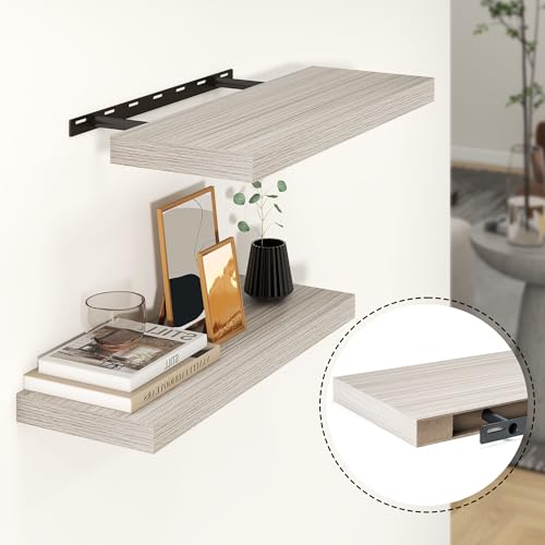 Floating Shelves 23.6" W x 9.3" D Grey Set of 2 (2 Count)