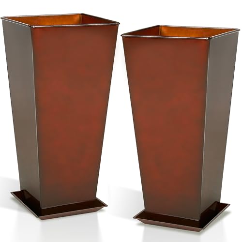 Garden 25" Large Metal Glazed Planter Set of 2 (2 Count)