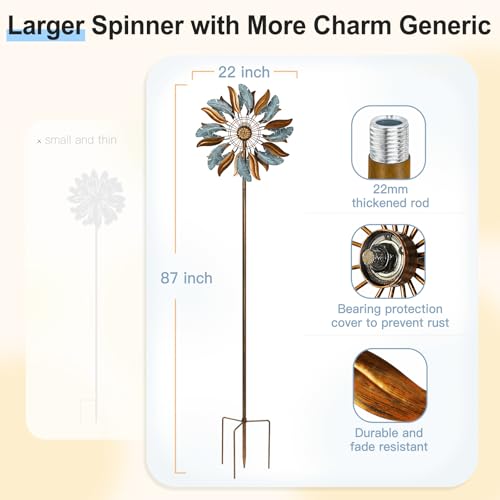 Solar Wind Spinners 87 Inch Extra Large Metal for Yard