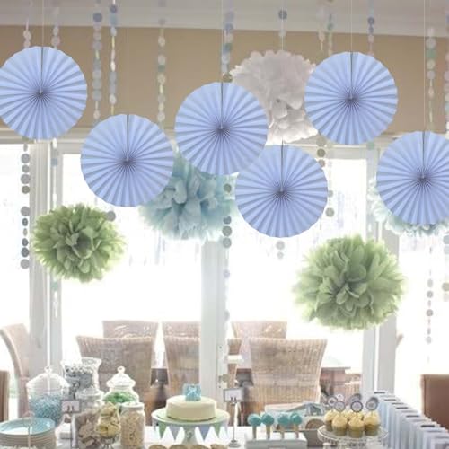 White Party Decorations White Hanging Paper Fans DIY Set 16inch
