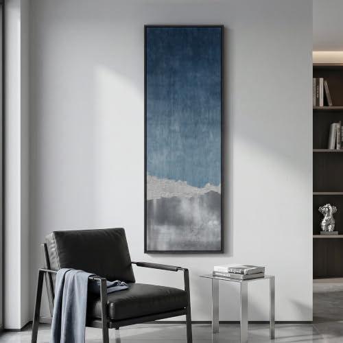 Large Framed Blue Gray Landscape Abstract Wall Art