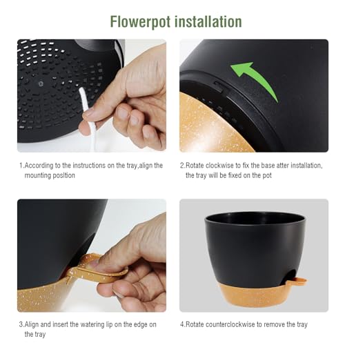 10/9/8 inch Self Watering Pots for Indoor Outdoor Plants, Set of 3 (3 Count)