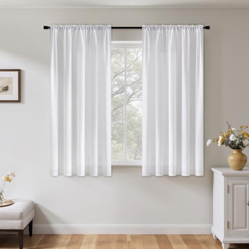 White Privacy Sheer Curtains 2 Panels 42W x 63L (2 Count)