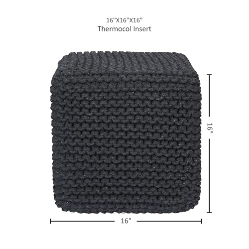 Cube Ottoman Hand Knitted Boho Poof Footrest