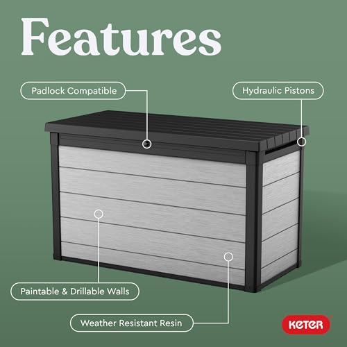 Denali 200 Gallon Resin Large Deck Box with Double Wall 20mm Panels