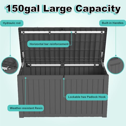 150Gal Outdoor Deck Box Waterproof