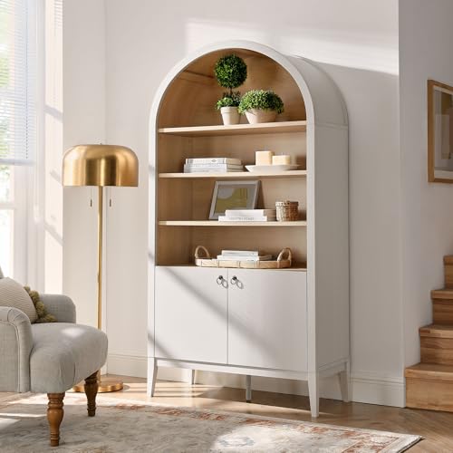 Nolan Tall Arched Storage Display Cabinet in Ivory