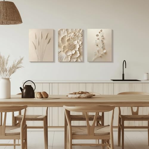 Wrapped Canvas Neutral Beige Botanical Wall Art Set of 3 (3 Count)