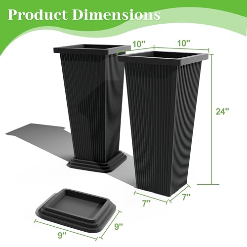 Set of 2 Tall Planters for Outdoor Plants (2 Count)